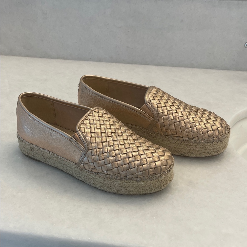 Sam Edelman Metallic Woven Espadrille Slip-On - Rose Gold